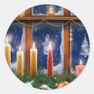 Candle in the Window Christmas Stickers