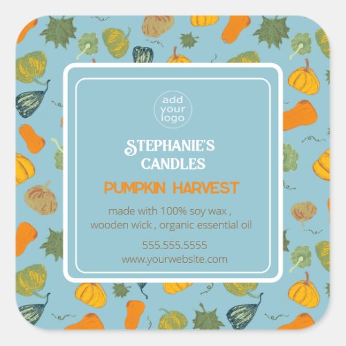 Candle Label Add Your Logo Fall Pumpkin 