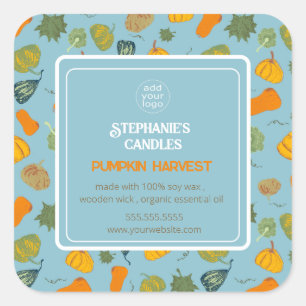 Candle Label Add Your Logo Fall Pumpkin 
