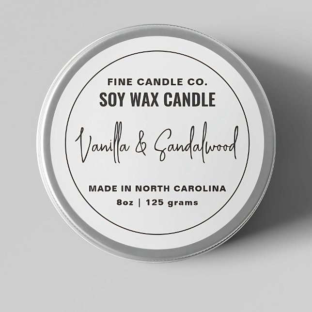 Candle Label Elegant Modern Minimalist Black White (Creator Uploaded)