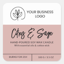 Candle label in dusty pink with your logo