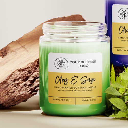 Candle label in yellow with your logo