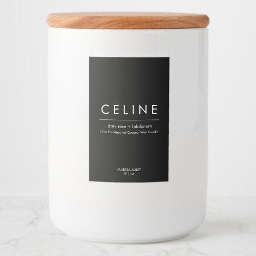 Candle Label Minimalist Elegant White on Black