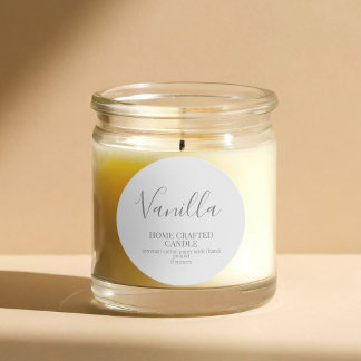 Candle Label Minimalist Gray Sticker