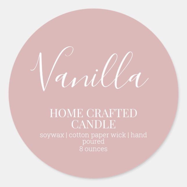 Candle Label Minimalist Rose Sticker (Front)