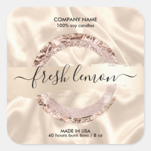 Candle label modern blush pink glitter