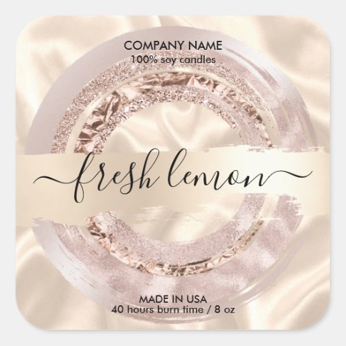 Candle label modern blush pink silk