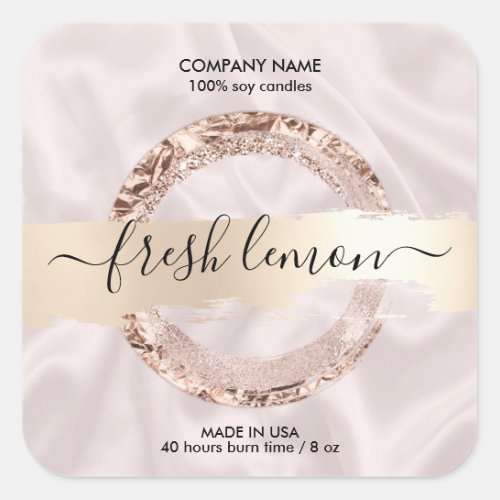 Candle label modern blush pink silk
