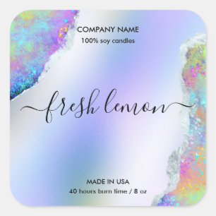 Candle label modern minimal iridescent opal