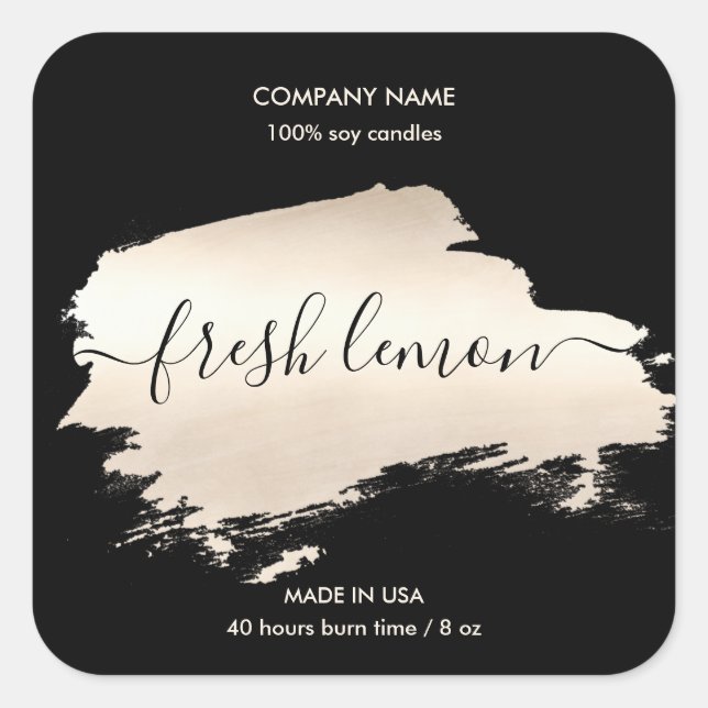 Candle label modern minimal white marble gold jar (Front)