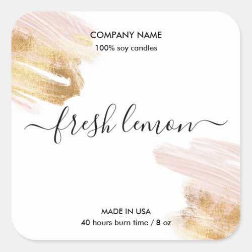 Candle label product blush pink gold jar label