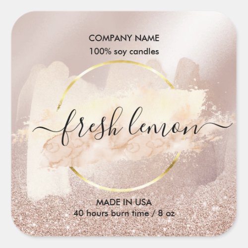 Candle label product label blush pink watercolor