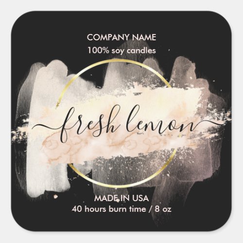 Candle label product label blush pink watercolor