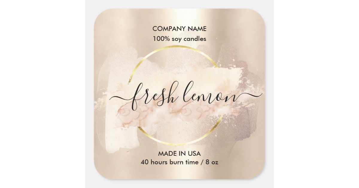 Candle label product label blush pink watercolor | Zazzle