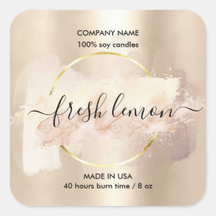 Candle label product label blush pink watercolor
