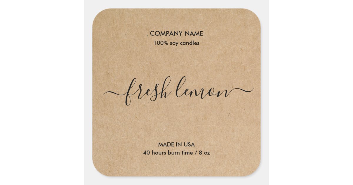 Candle label product label craft paper jar label Zazzle