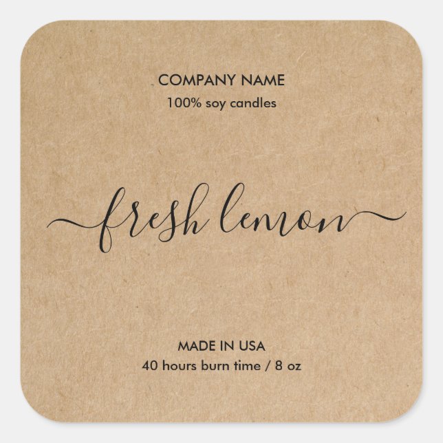 Candle label product label craft paper jar label (Front)