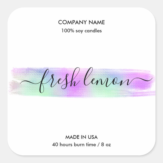 Candle label product label holographic jar label (Front)