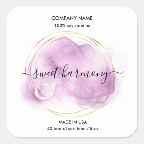 Candle label product label purple jar label