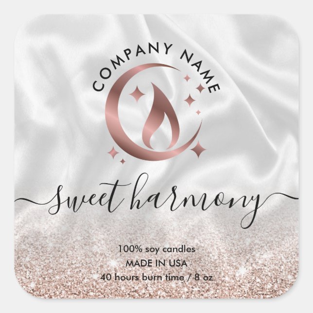 Candle label product label rose gold  jar label (Front)