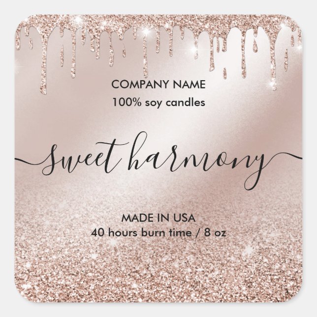 Candle label product label rose gold  jar label (Front)
