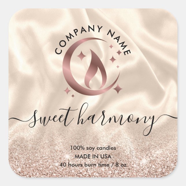 Candle label product label rose gold  jar label (Front)