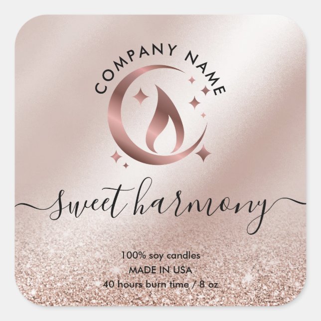 Candle label product label rose gold  jar label (Front)