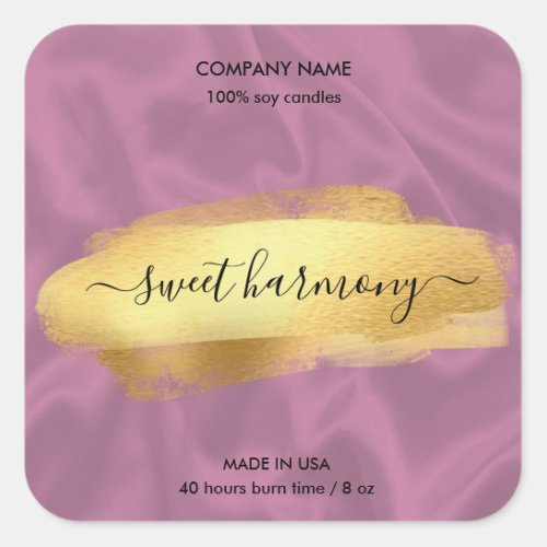 Candle label product label silk gold jar label