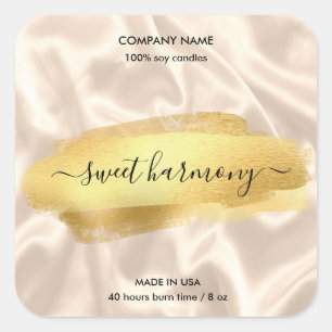 Candle label product label silk gold jar label