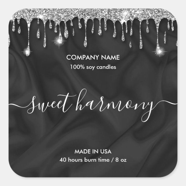 Candle label product label  silver  jar label (Front)