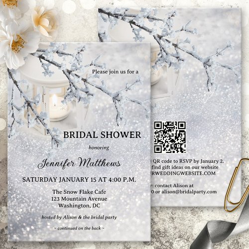 Candle Lantern Snow Winter Bridal Shower Invitation