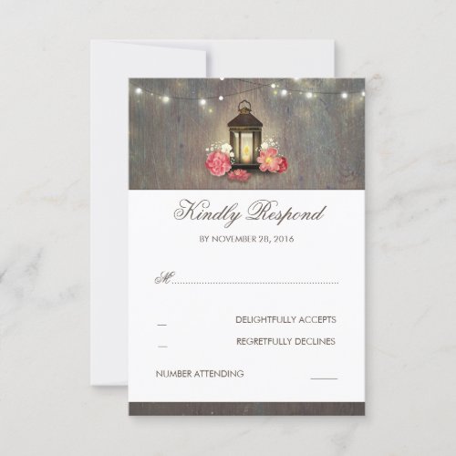 Candle Lantern Vintage and Rustic Wedding RSVP