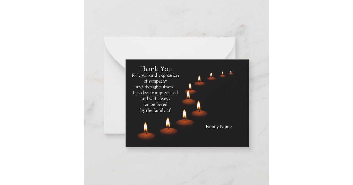 Candle light isolated black thank you card Zazzle
