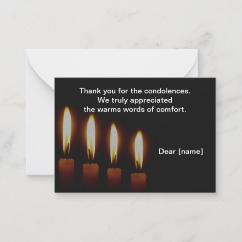 Candle Light On Dark After Funeral Thank You Cards