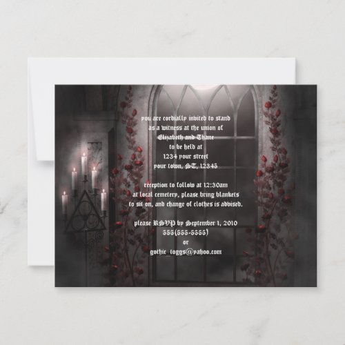 Candle Light Roses Goth Wedding Invitation