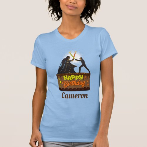 Candle Lightsaber Battle Birthday Cake T_Shirt