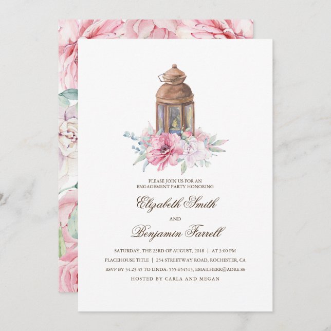 Candle Lit Lantern Engagement Party Invitation (Front/Back)
