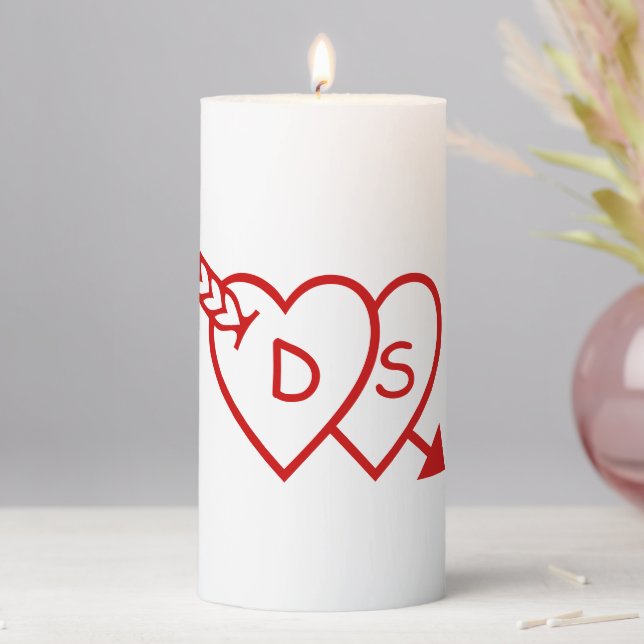 Candle - Loving Hearts with Initials (In Situ)