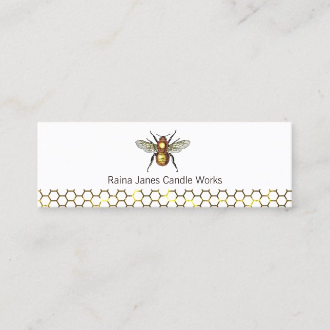 Candle Maker Gold Bee Honeycomb Mini Business Card (Front)
