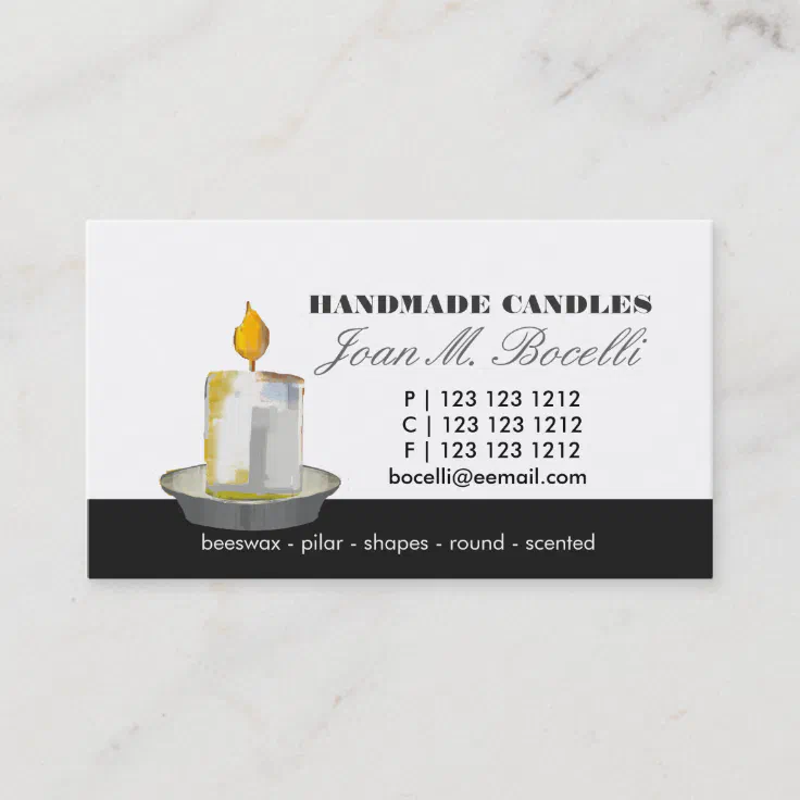 business cards for candle makers