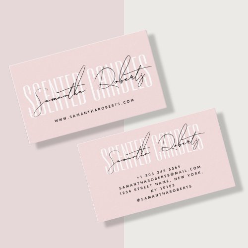 Candle maker modern typography script blush pink business card