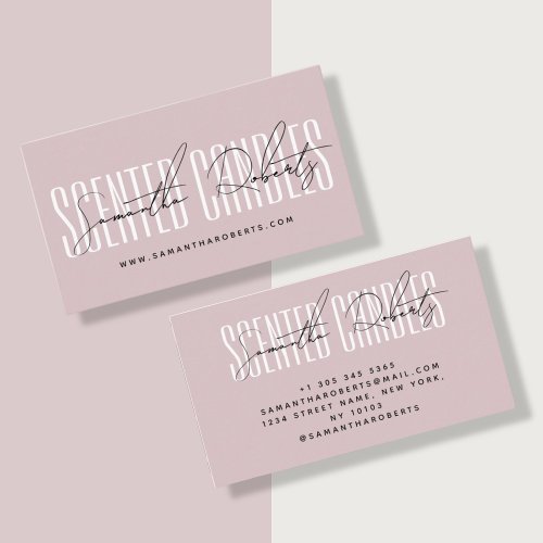 Candle maker modern typography script pink business card