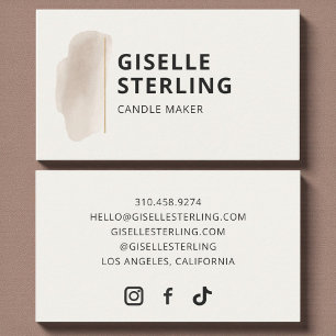 Candle Maker Neutral Beige Watercolor Elegant Business Card