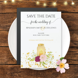Candle Mason Jar Wedding Save the Date Magnetic Invitation