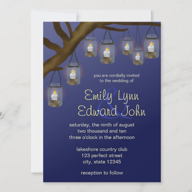 Candle Mason Jars Wedding Invitation (Front)