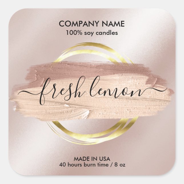 Candle modern abstract  product label handmade   (Front)