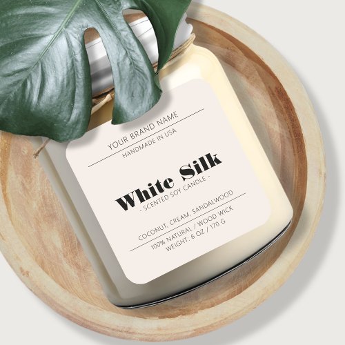 Candle modern beige product packaging label