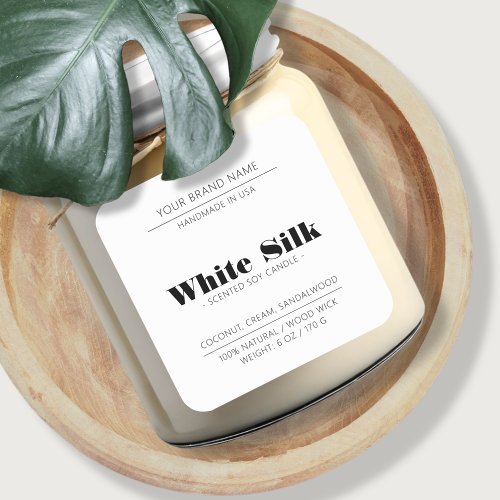 Candle modern white product packaging label