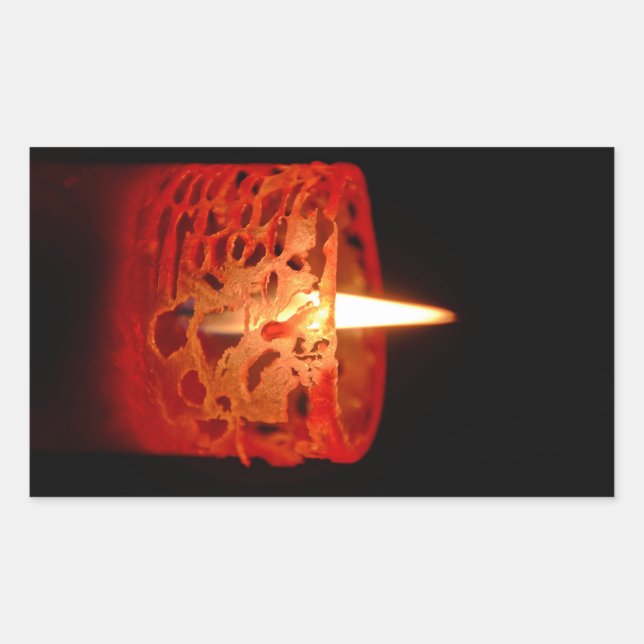 Candle on a black background rectangular sticker (Front)