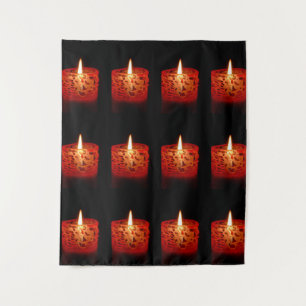 Candle on a black background tapestry